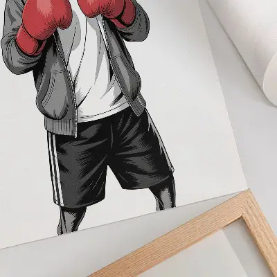 Foto su tela con guantoni da boxe per cani boxer in stile sportivo
