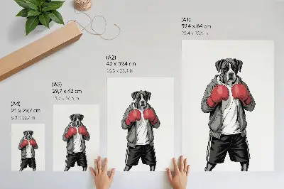 Foto su tela con guantoni da boxe per cani boxer in stile sportivo