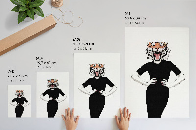 Stampa su tela Combinazione surreale di tigre e vestito