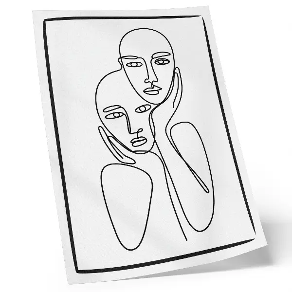 Foto su tela con design minimalista a linee nere che ritrae i contorni del viso