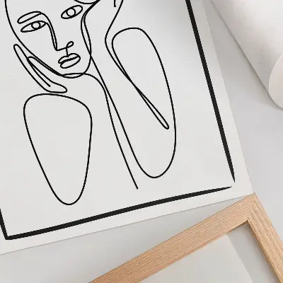 Foto su tela con design minimalista a linee nere che ritrae i contorni del viso