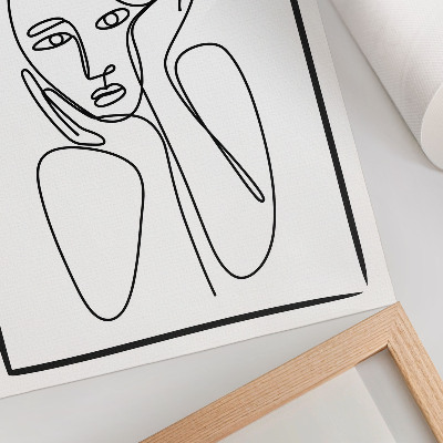 Foto su tela Contorni del viso, linee nere, minimalismo, eleganza