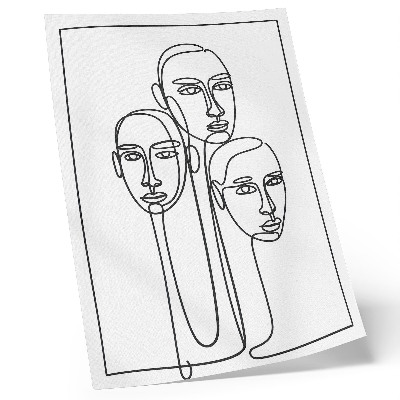 Stampa su tela Volti realizzati con la tecnica del disegno a linee, minimalismo ed eleganza.