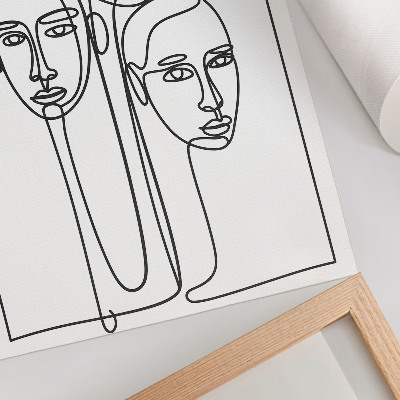 Stampa su tela Volti realizzati con la tecnica del disegno a linee, minimalismo ed eleganza.