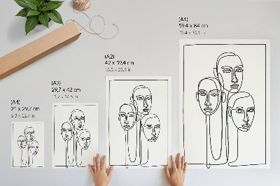 Stampa su tela Volti realizzati con la tecnica del disegno a linee, minimalismo ed eleganza.