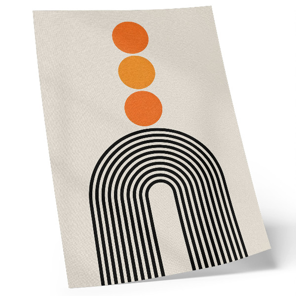 Poster Tre cerchi arancioni con linee nere a forma di ventaglio