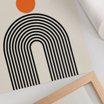 Poster Tre cerchi arancioni con linee nere a forma di ventaglio