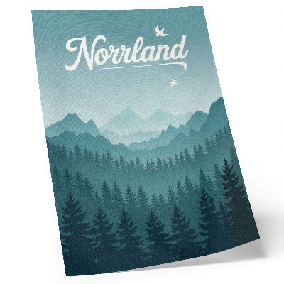 Poster Montagne blu, alberi verdi, spazio, natura