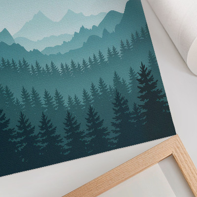 Poster Montagne blu, alberi verdi, spazio, natura