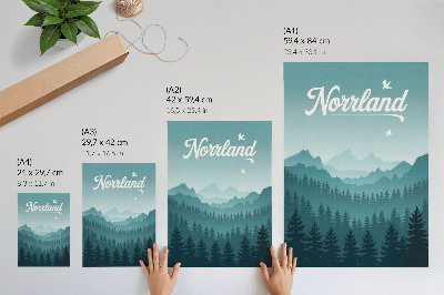 Poster Montagne blu, alberi verdi, spazio, natura