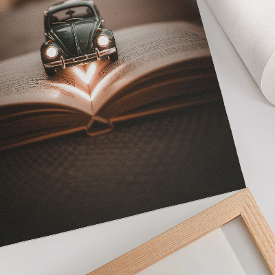Poster Macchina in miniatura su un libro con luci magiche