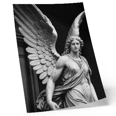 Poster con scultura di angelo riproduzione artistica in marmo ricca di dettagli ed eleganza