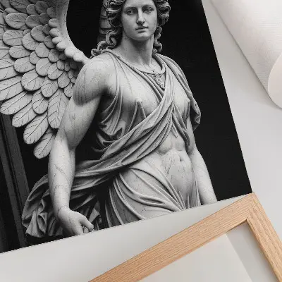 Poster con scultura di angelo riproduzione artistica in marmo ricca di dettagli ed eleganza
