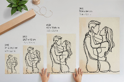 Poster Coppia di innamorati minimalista su sfondo beige