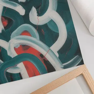 Poster con tratti astratti dinamici nei colori turchese