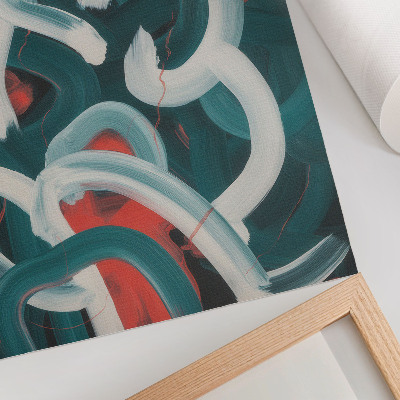 Poster Tratti astratti dinamici nei colori turchese