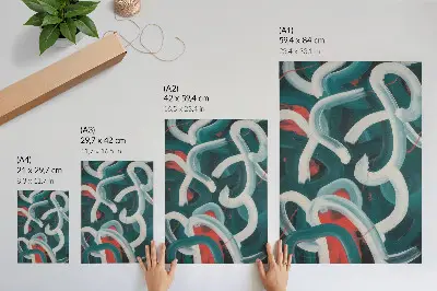 Poster con tratti astratti dinamici nei colori turchese