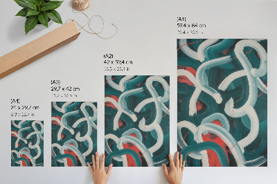 Poster Tratti astratti dinamici nei colori turchese