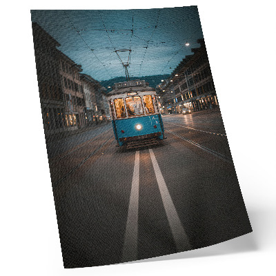 Stampa su tela Luci del tram serale in città, energia retrò