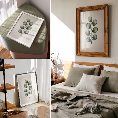 Poster con un ramo di foglie verdi