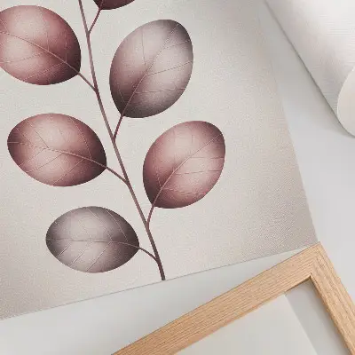 Stampa su tela ramo con foglie rosa in stile minimalista e leggero