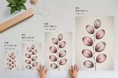 Stampa su tela ramo con foglie rosa in stile minimalista e leggero