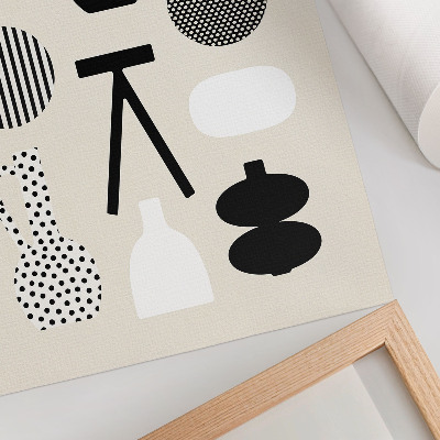 Poster Motivi geometrici in bianco e nero su sfondo beige