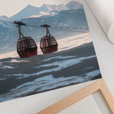 Stampa su tela paesaggio invernale con montagne e funivia