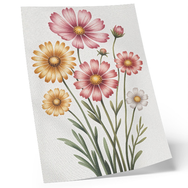 Poster Fiori gialli e rosa in un bouquet lussureggiante