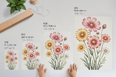Poster Fiori gialli e rosa in un bouquet lussureggiante