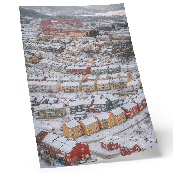 Stampa su tela Case colorate, paesaggio invernale, architettura