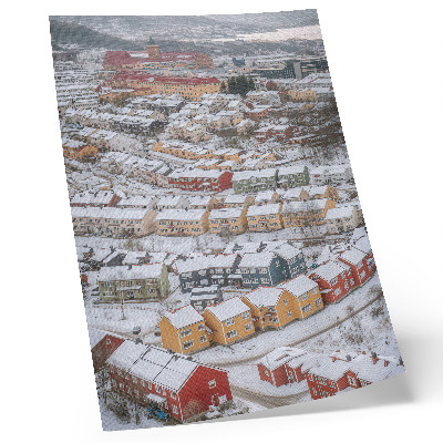 Stampa su tela Case colorate, paesaggio invernale, architettura