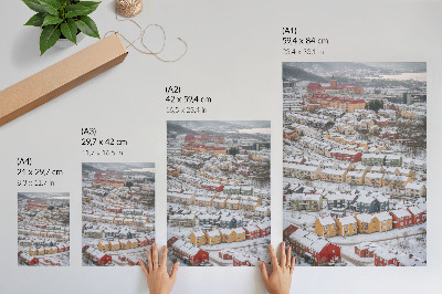 Stampa su tela Case colorate, paesaggio invernale, architettura