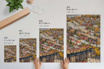 Foto su tela Edifici colorati su strade tortuose