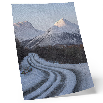 Foto su tela Paesaggio invernale montagne curve stradali bellezza