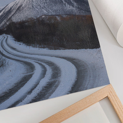 Foto su tela Paesaggio invernale montagne curve stradali bellezza