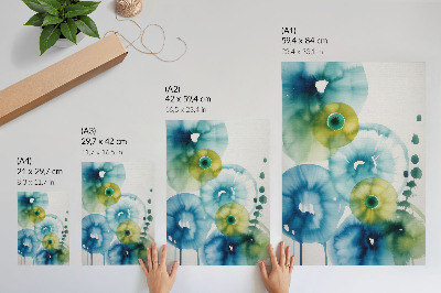 Poster modernità astratta con macchie blu e verdi.