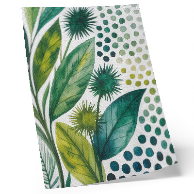 Stampa su tela Foglie verdi, puntini, freschezza naturale, boho