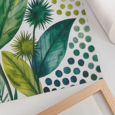 Stampa su tela Foglie verdi, puntini, freschezza naturale, boho