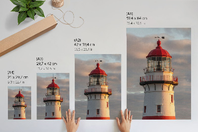 Stampa su tela Tramonto tranquillo con faro rosso