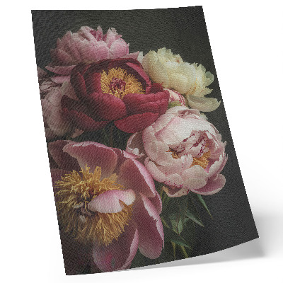 Foto su tela Peonie multicolori su sfondo scuro