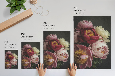 Foto su tela Peonie multicolori su sfondo scuro