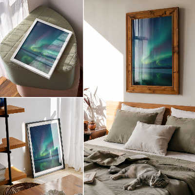Poster L'aurora boreale sullo sfondo di una splendida natura notturna.