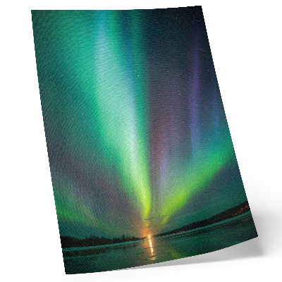 Stampa su tela Aurora boreale su un paesaggio notturno stellato