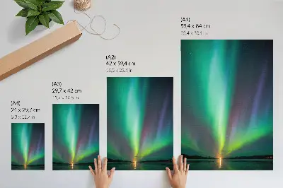 Stampa su tela aurora boreale su paesaggio notturno stellato