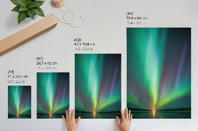 Stampa su tela Aurora boreale su un paesaggio notturno stellato