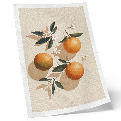 Stampa su tela Arance succose, foglie verdi, fiori bianchi