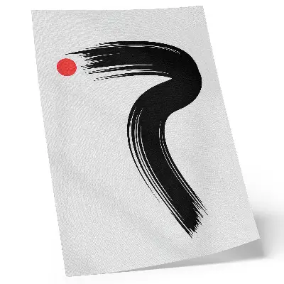 Poster cerchio rosso con tratto di pennello nero