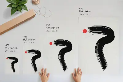 Poster cerchio rosso con tratto di pennello nero