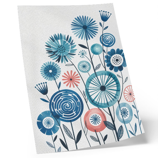 Poster Fiori blu moderni su sfondo bianco